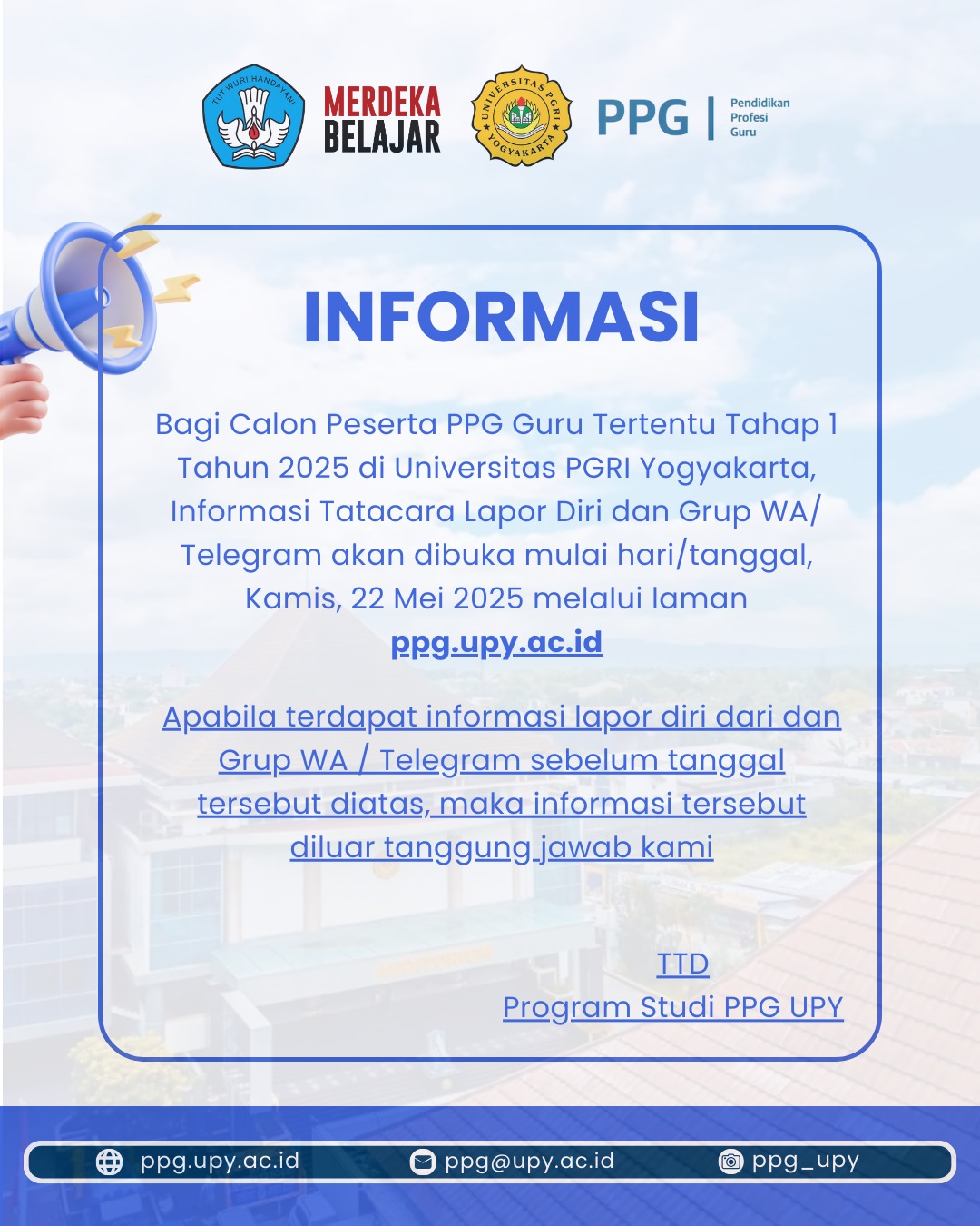 Informasi tata cara lapor diri dan join group wa/telegram ppg upy