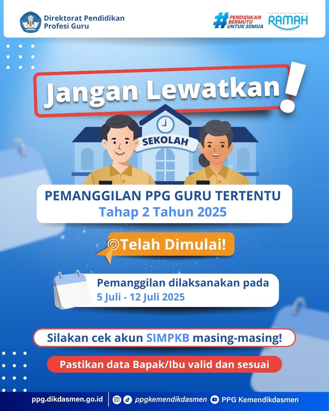 Pemanggilan PPG Guru Tertentu Tahun 2025
