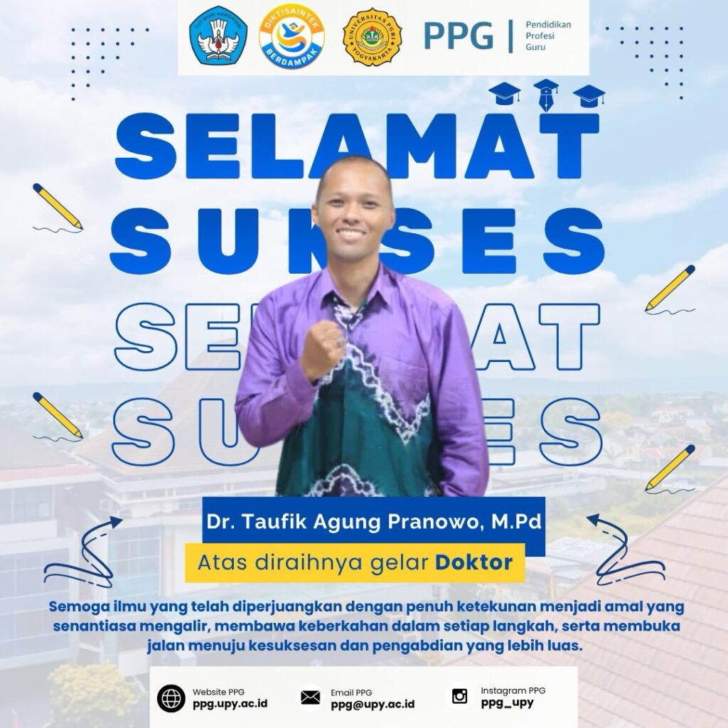 Dr. Taufik Agung Pranowo, M.Pd. meraih gelar Doktor