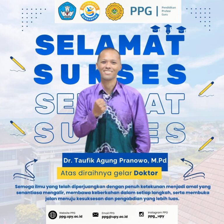 Dr. Taufik Agung Pranowo, M.Pd. meraih gelar Doktor